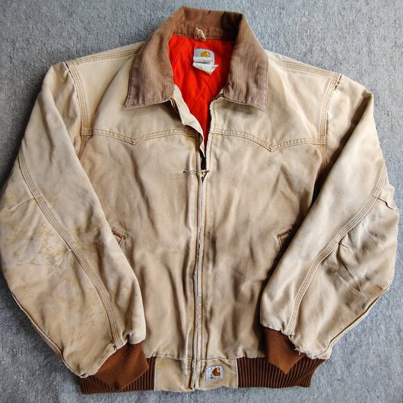 Vintage Carhartt Santa Fe Jacket Size Large Brown Red Quilt Lined Canvas J13 - Picture 1 of 13